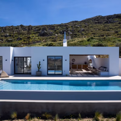 Terrasse mit Aegäis-Panorama – Villa La Natura Naxos